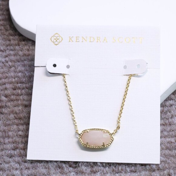 NEW Kendra Scott Elisa Necklace Gold Rose Quartz - Picture 1 of 2